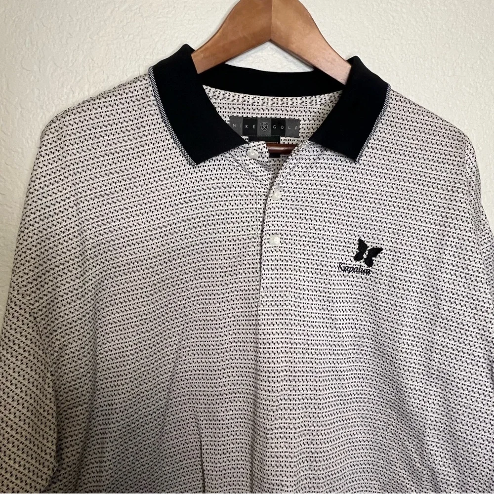 Nike Golf Polo Black & White Kapalua Label Patterned Shirt Men's XL RN 56323